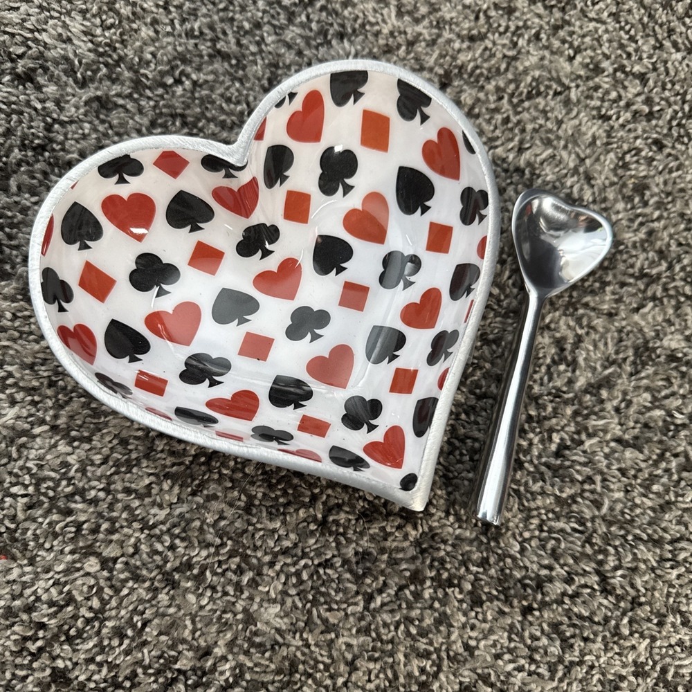 Inspired Generations Poker Card  Heart 5" Trinket Dish with 4" Heart Spoon